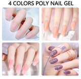 Lofuanna Poly Gel Nail Kit - 4 Colors Poly Gel Poly Nail Gel Kit with Nail Forms Slip Solution Professional Poly Gel Kit