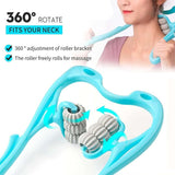 Neckbud Massage Roller, Narlins Neck Massager, Neckbud Massager Roller with 6 Balls Massage Point, Neck Bud Massage Roller, Rollneck Neck Massager (Blue)