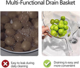 Multi-functional Drain Basket - 2024 New Fruit Cleaning Bowl with Strainer Container, Kitchen Sink Food Catcher Drainer Fruit Rinser Vegetable Washing Filter