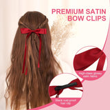 8 PCS Silky Satin Hair Bows with Tassel for Women Grils, Tassel Ribbon Bowknot Hair Clips for Ponytail Holde