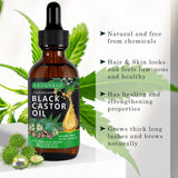 Jamaican Black Castor Oil-60ml Hair Growth Oil, Organic Black Castor Oil for Body Massage,Hair,Eyelashes,Eyebrows,Skin and Nails, Moisture Repair Pure and Natural Castor Oil