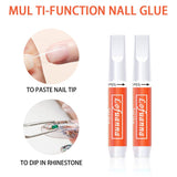 Nail Glue for Fake Nails Tips-6pcs+3Pcs Nail Files