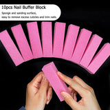 Nail Buffer Blocks Nail File Sanding Blocks -PINK/10pcs